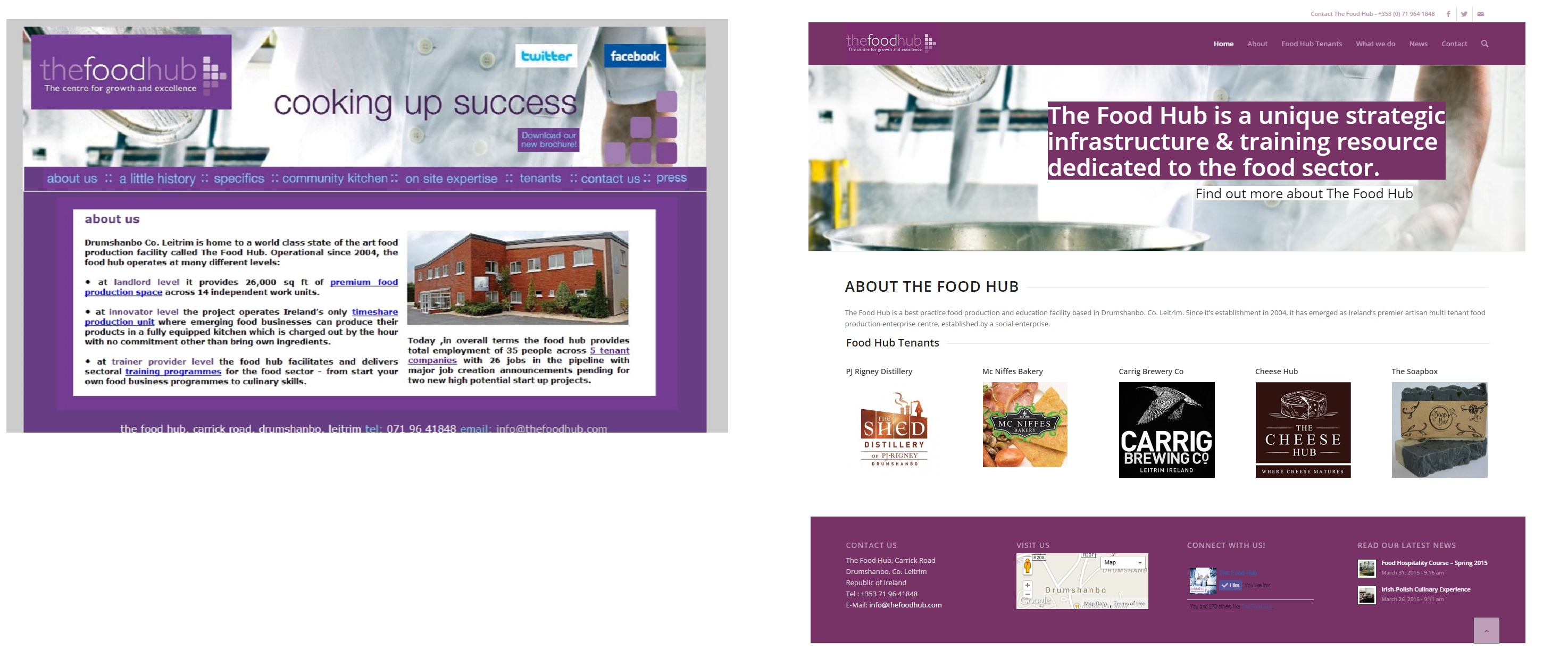 food hub website before and after